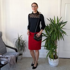 Dark red wool pencil skirt